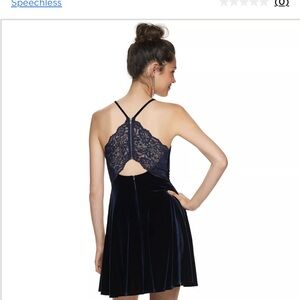 Navy blue, velvet and lace dress M